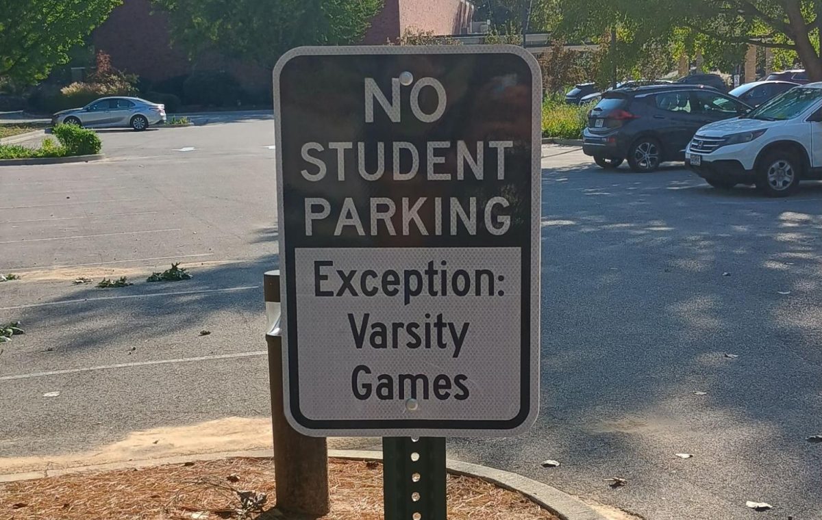 New “No Student Parking Sign” outside of Student Government Parking Lot

